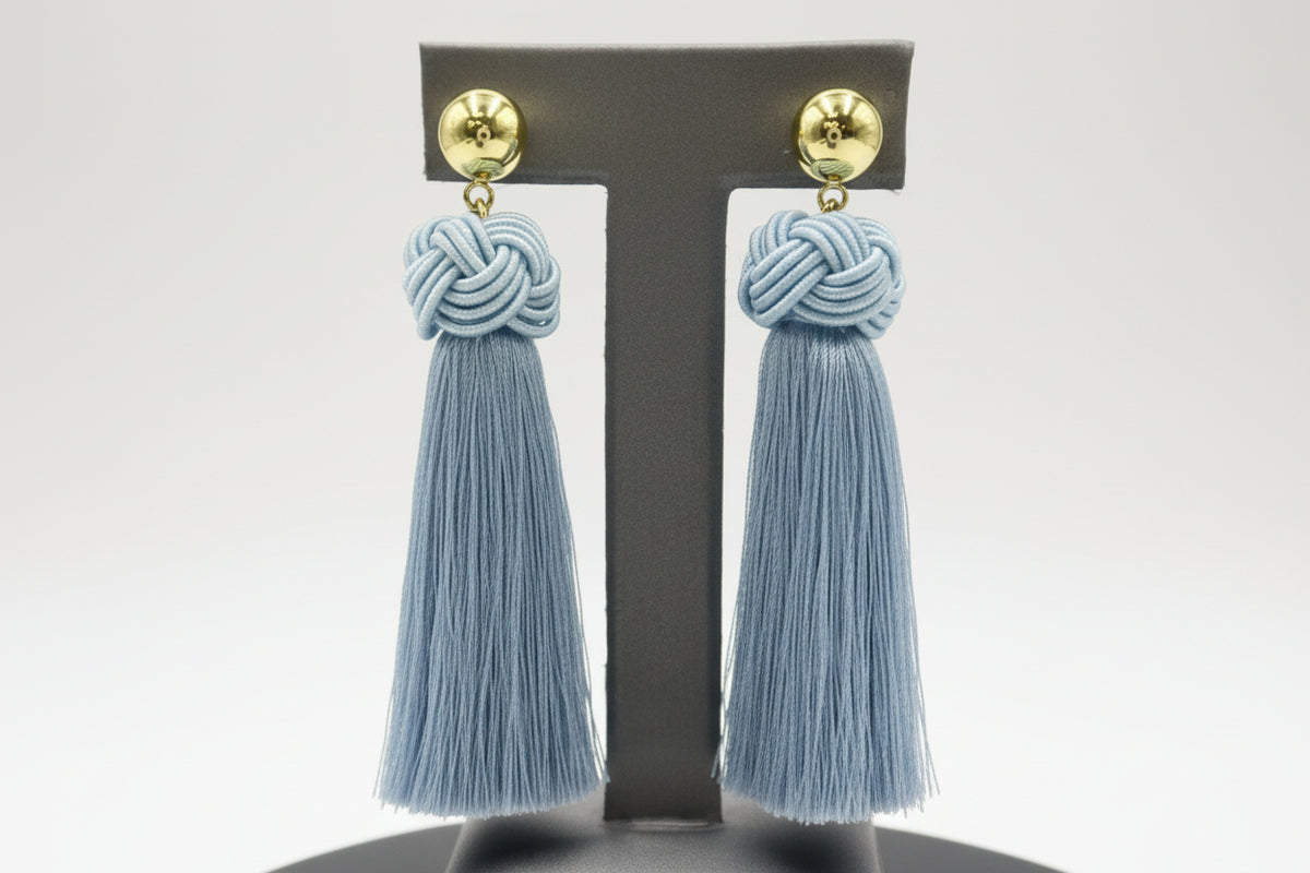 Connie Craig Carroll Jewelry Thread Fan Drop Earrings, Blue Color