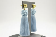 Connie Craig Carroll Jewelry Thread Fan Drop Earrings, Blue Color
