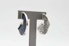 Patricia Nash Amelia Leather Inset Flat Hoop Earrings – Midnight Blue