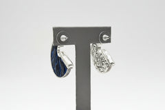 Patricia Nash Amelia Leather Inset Flat Hoop Earrings – Midnight Blue