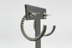 Steel by Design Rope Design Crystal Hoop Earrings, 1"