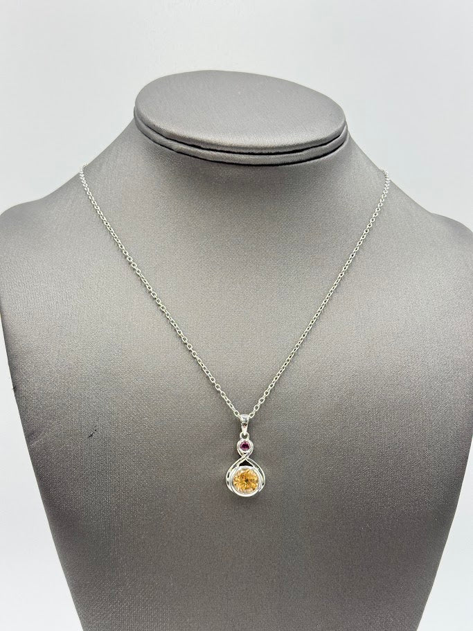 Paul Deasy Sterling Silver Hessonite & Rhodolite Pendant Necklace, 18"
