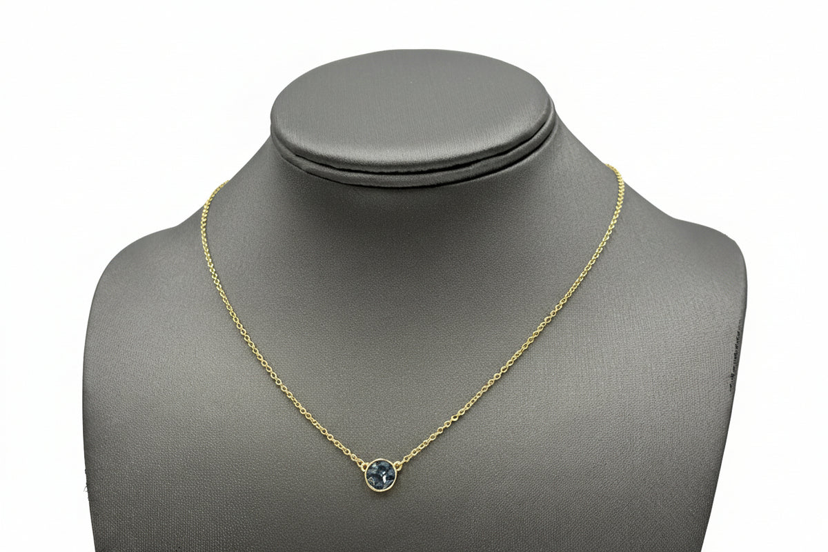 Joya Sterling Silver Deco Crushed Green Diamond Round Pendant Necklace, 18"