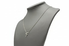 Colleen Lopez Sterling Silver  Clear Diamond "F" initial Necklace, 16"