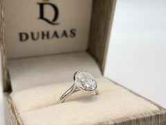 14K White Gold 3.03cttw Oval Lab-Grown Diamond Bezel-Set Solitaire Ring