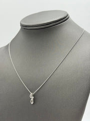 Colleen Lopez Sterling Silver  Clear Diamond "J" initial Necklace, 16"