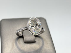 14K White Gold 3.03cttw Oval Lab-Grown Diamond Bezel-Set Solitaire Ring