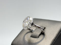 14K White Gold 3.03cttw Oval Lab-Grown Diamond Bezel-Set Solitaire Ring