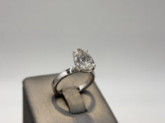 14K White Gold 3.1cttw Pear Lab-Grown Diamond Solitaire Ring