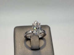 14K White Gold 3.1cttw Pear Lab-Grown Diamond Solitaire Ring