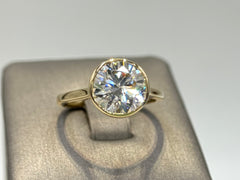 14K Yellow Gold 3.04cttw Round Lab-Grown Diamond Bezel-Set Solitaire Ring