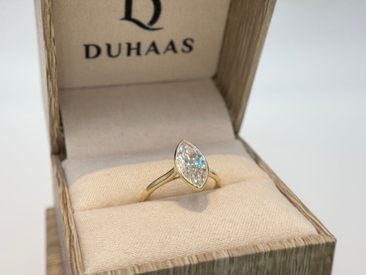 14K White Gold 2.06cttw Marquise Lab-Grown Diamond Bezel-Set Solitaire Ring