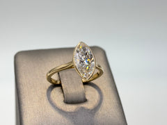 14K White Gold 2.06cttw Marquise Lab-Grown Diamond Bezel-Set Solitaire Ring