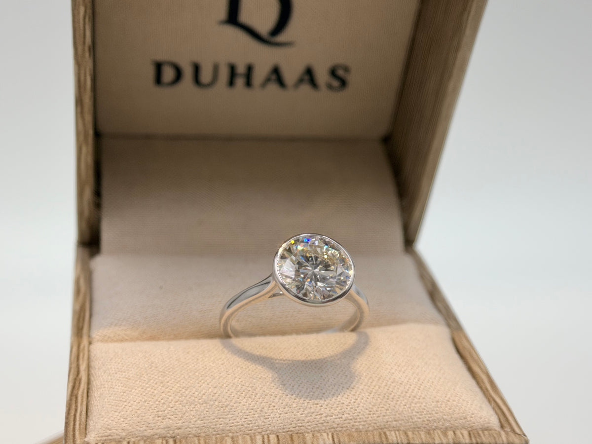 14K White Gold 2cttw Round Lab-Grown Diamond Bezel-Set Solitaire Ring