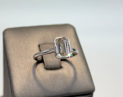 14K White Gold 2.05cttw Emerald Lab-Grown Diamond Bezel-Set Solitaire Ring