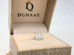 14K White Gold 3.08cttw Emerald Lab-Grown Diamond Bezel-Set Solitaire Ring