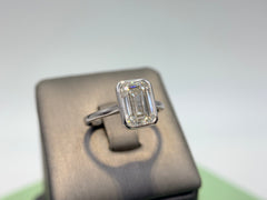 14K White Gold 3.08cttw Emerald Lab-Grown Diamond Bezel-Set Solitaire Ring