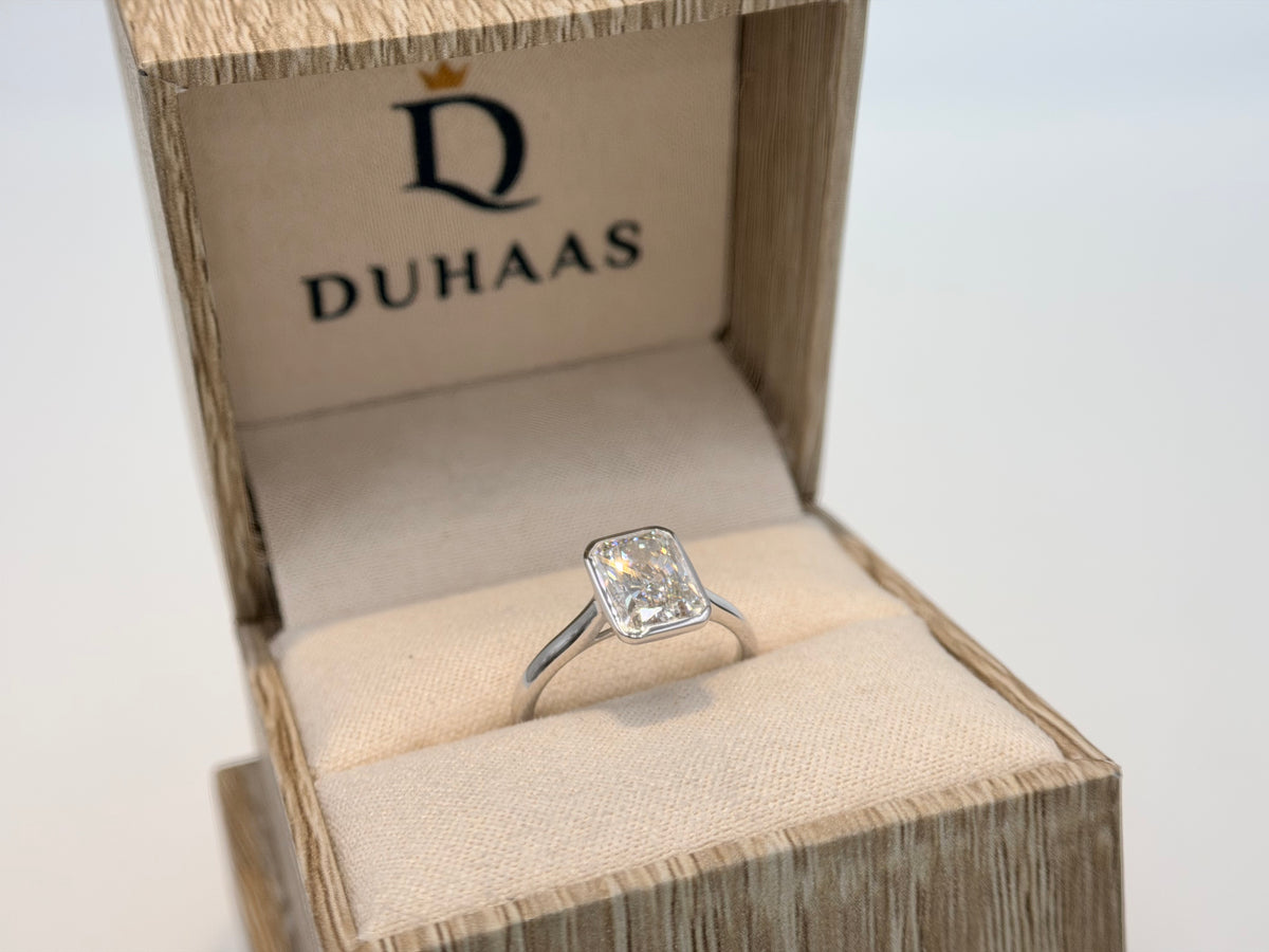 14K White Gold 2.1cttw Radiant Lab-Grown Diamond Bezel-Set Solitaire Ring