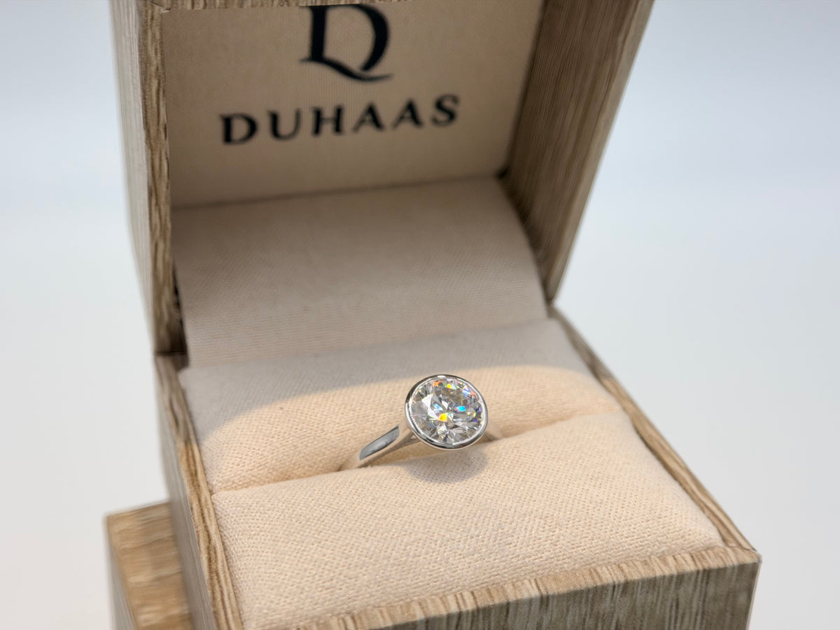 14K White Gold 2.97cttw Round Lab-Grown Diamond Bezel-Set Solitaire Ring