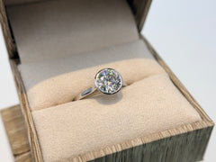 14K White Gold 2.97cttw Round Lab-Grown Diamond Bezel-Set Solitaire Ring