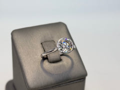 14K White Gold 2.97cttw Round Lab-Grown Diamond Bezel-Set Solitaire Ring
