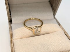 14K Yellow Gold 2.1cttw Emerald Lab-Grown Diamond Bezel-Set Solitaire Ring