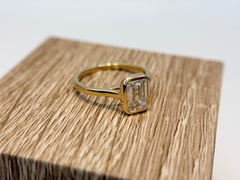 14K Yellow Gold 2.1cttw Emerald Lab-Grown Diamond Bezel-Set Solitaire Ring