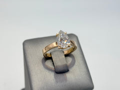 14K Yellow Gold 2.02cttw Pear Lab-Grown Diamond Solitaire Ring