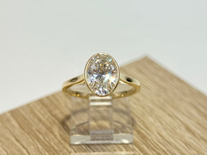 14K Yellow Gold 2.06cttw Oval Lab-Grown Diamond Bezel-Set Solitaire Ring