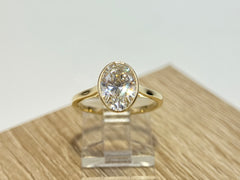 14K Yellow Gold 2.06cttw Oval Lab-Grown Diamond Bezel-Set Solitaire Ring