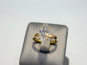 14K Yellow Gold 3.07cttw Marquise Lab-Grown Diamond Solitaire Ring