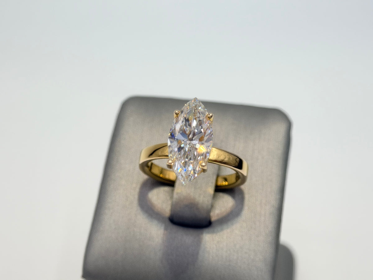 14K Yellow Gold 3.07cttw Marquise Lab-Grown Diamond Solitaire Ring