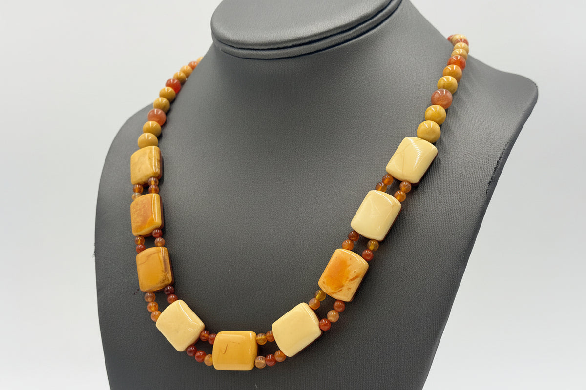 Jay King Orange Chalcedony Sterling Silver Reversible Necklace 17"