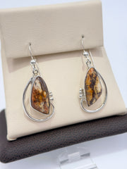 Jay King sterling Silver Picture Jasper Drop Earrings
