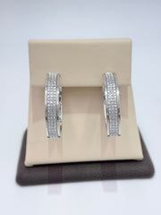 Michael Anthony Silvertone Glitter Pave Hoop Earrings