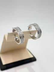Michael Anthony Silvertone Glitter Pave Hoop Earrings