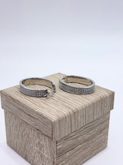 Michael Anthony Silvertone Glitter Pave Hoop Earrings