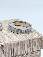 Michael Anthony Silvertone Glitter Pave Hoop Earrings