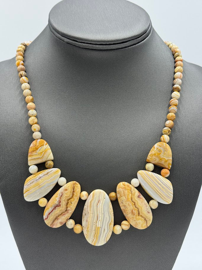 Jay King Multicolor Java Lace Agate Gemstone Beaded Bib Necklace 18"