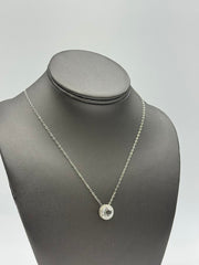 Herkimer Mines 10mm Sterling Silver Round Pendant Necklace, 16" +3"