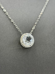 Herkimer Mines 10mm Sterling Silver Round Pendant Necklace, 16" +3"