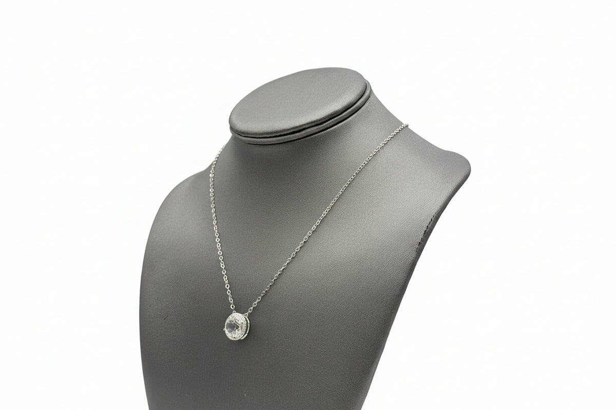Herkimer Mines 10mm Sterling Silver Round Pendant Necklace, 16" +3"