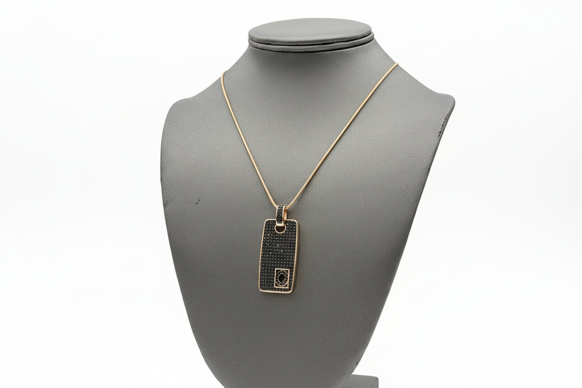 Bronzo Italia 3.50 cttw Black Spinel Rose Initial "Q" Tag Necklace, 18"