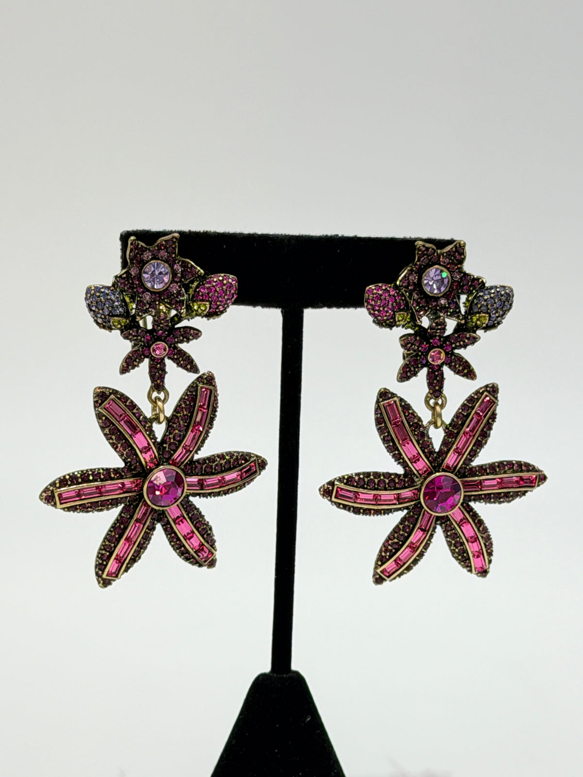 Heidi Daus "Spring Bouquet" Multicolor Crystal Drop Earrings