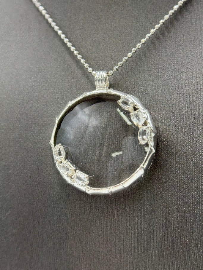 Herkimer Mines Silvertone "Diamond" Quartz Magnify Your Life Pendant Necklace, 30"