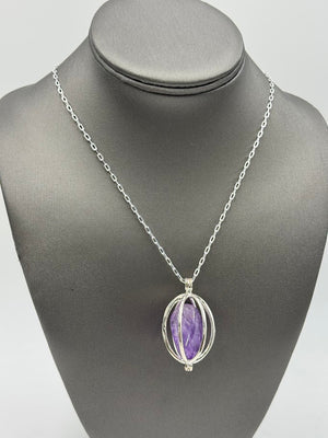 KALIFANO Silvertone Convertible Gemstone Pendant with Chain