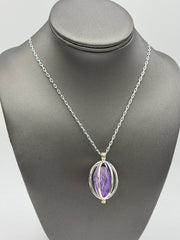 KALIFANO Silvertone Convertible Gemstone Pendant with Chain