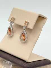 Absolute Sterling Silver Pear-cut Champagne Drop Earrings