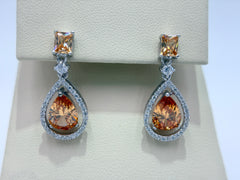Absolute Sterling Silver Pear-cut Champagne Drop Earrings