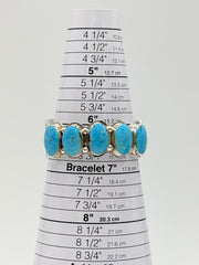 Chaco Canyon Sterling Silver Kingman Turquoise Stamped Cuff Bracelet, 6-3/4"